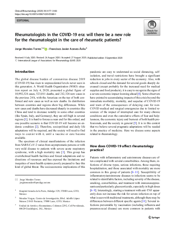 (PDF) Rheumatologists in the COVID-19 era: will there be a new role for ...