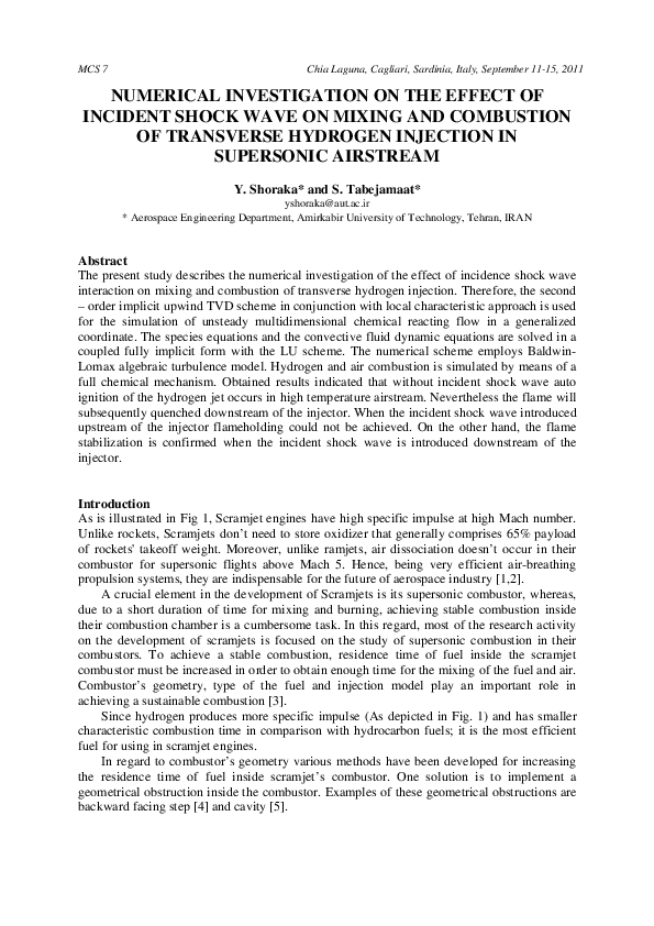 (PDF) Numerical Investigation on the Effect of Incident Shock Wave on ...
