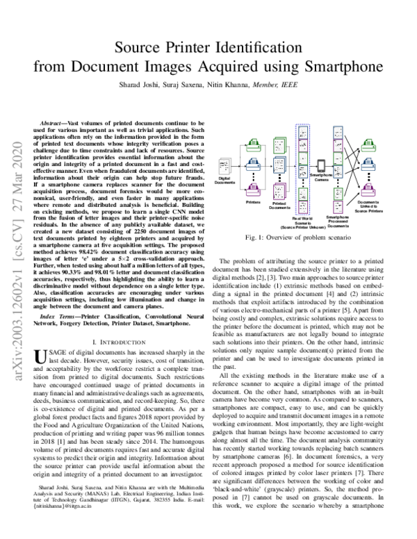 (PDF) Source Printer Identification from Document Images Acquired using ...