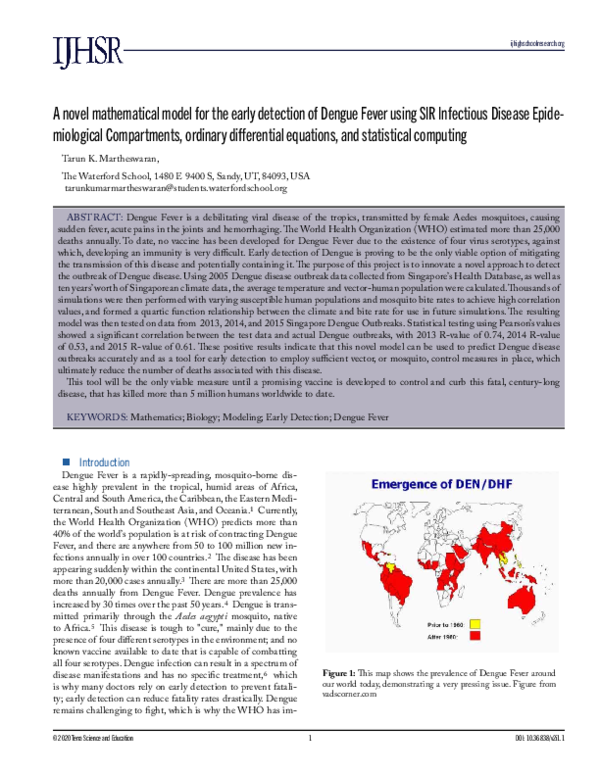 (PDF) A novel mathematical model for the early detection of Dengue ...