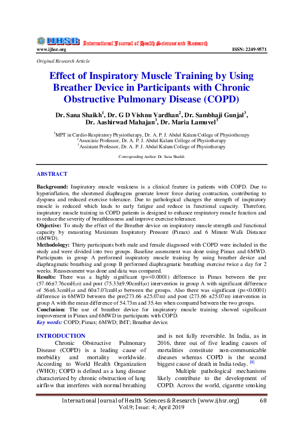 (PDF) Effect of Inspiratory Muscle Training by Using Breather Device in ...