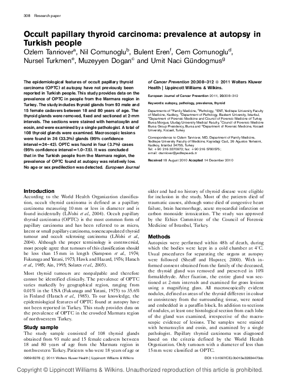 (PDF) Occult papillary thyroid carcinoma