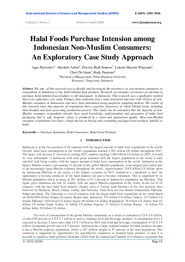 (PDF) Halal Foods Purchase Intension among Indonesian Non-Muslim ...