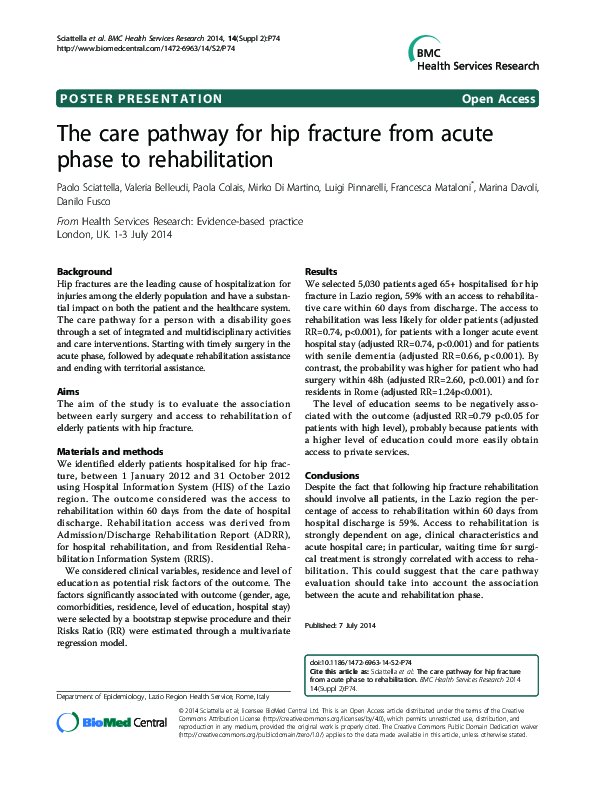 (PDF) The care pathway for hip fracture from acute phase to rehabilitation