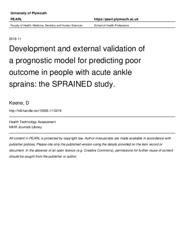 (PDF) Development and external validation of a prognostic model for ...