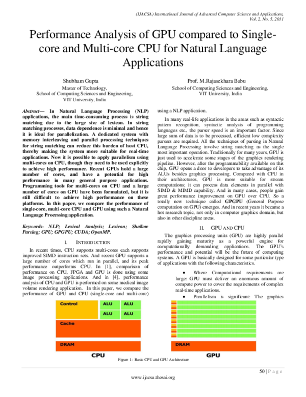 (PDF) Generating Performance Analysis of GPU compared to Single-core ...