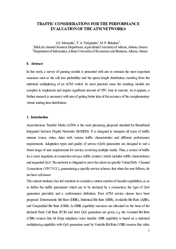 (PDF) Traffic Considerations for the Performance Evaluation of the ATM ...