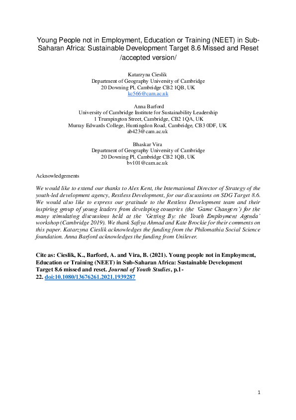 (PDF) Young people not in Employment, Education or Training (NEET) in ...