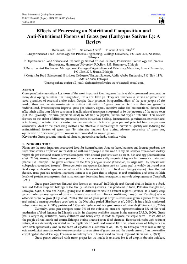 (PDF) Effects of Processing on Nutritional Composition and Anti ...