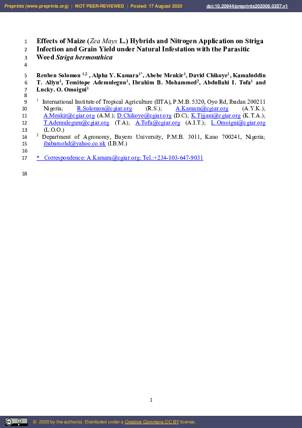 (PDF) Effects of Maize (Zea Mays L.) Hybrids and Nitrogen Application ...