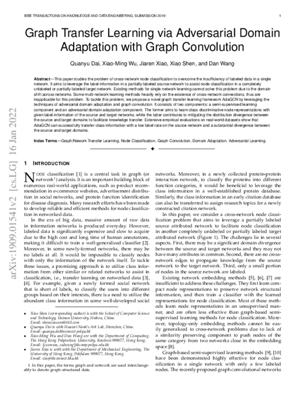 (PDF) Graph Transfer Learning via Adversarial Domain Adaptation with ...