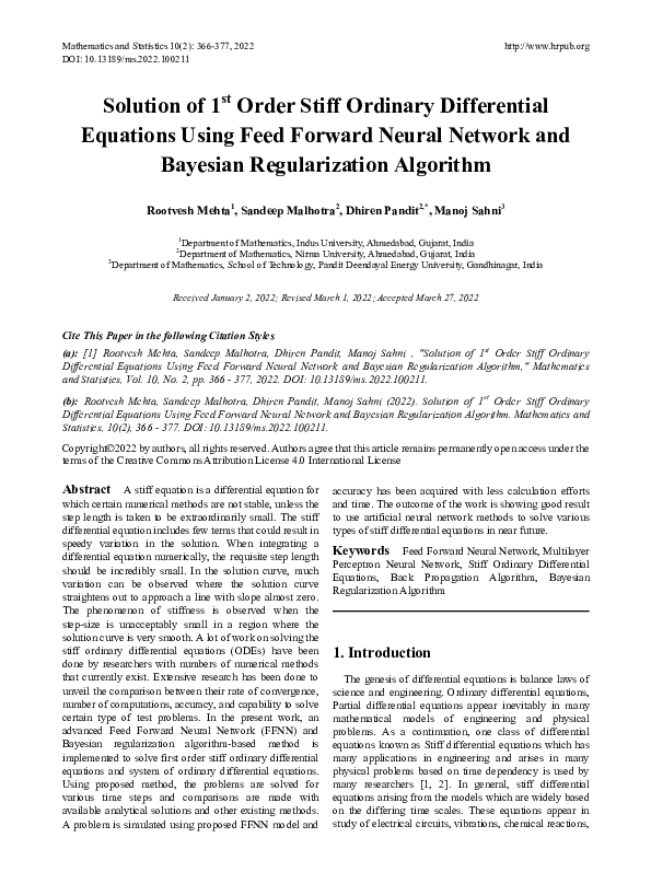 (PDF) Solution of 1 st Order Stiff Ordinary Differential Equations ...