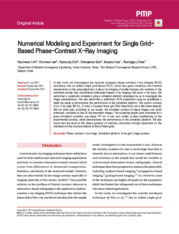 (PDF) Numerical Modeling and Experiment for Single Grid-Based Phase ...