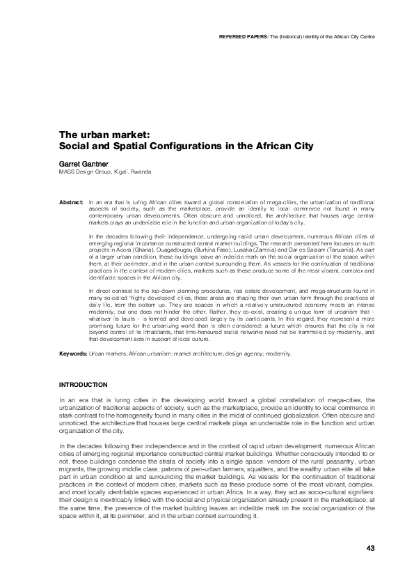 (PDF) The Urban Market : Social and spatial configurations in the ...