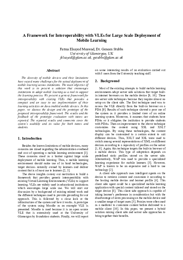 (PDF) A Framework for Interoperability with VLEs for Large Scale ...