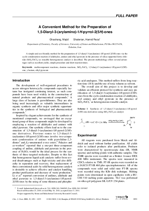 (PDF) A Convenient Method for the Preparation of 1,5-Diaryl-3 ...