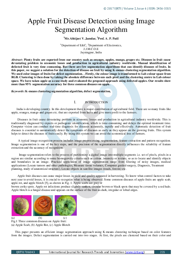 (PDF) Apple Disease Detection via Image Segmentation
