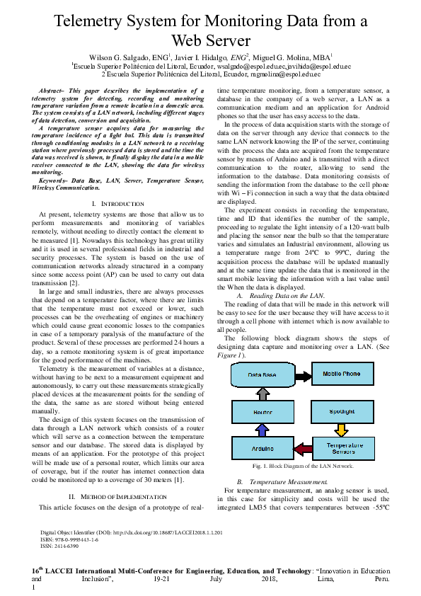 (PDF) Telemetry System for Monitoring Data from a Web Server