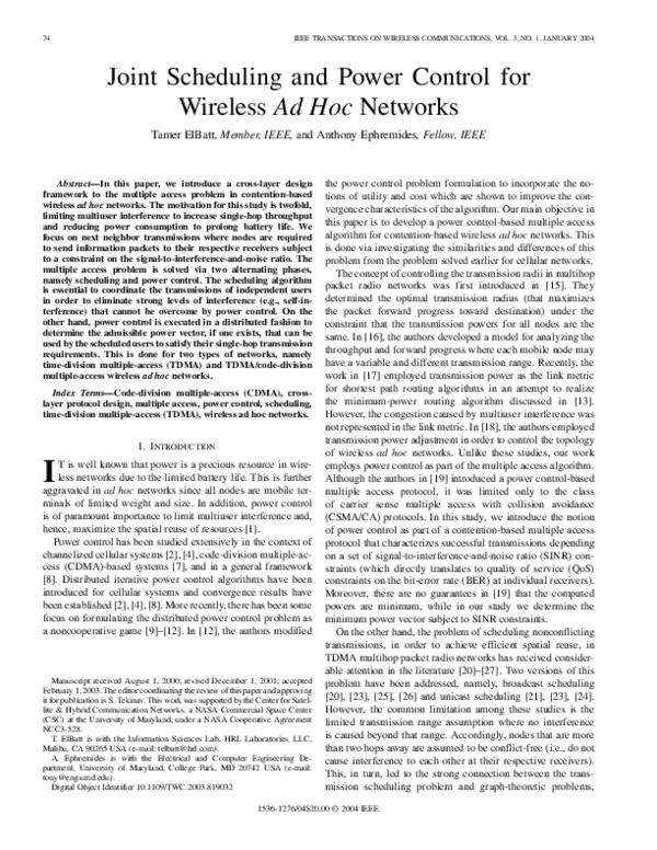 (PDF) Joint Scheduling and Power Control for Wireless Ad Hoc Networks