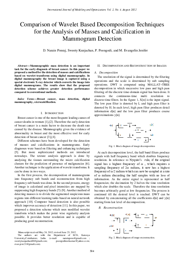 (PDF) Comparison of Wavelet Based Decomposition Techniques for the ...