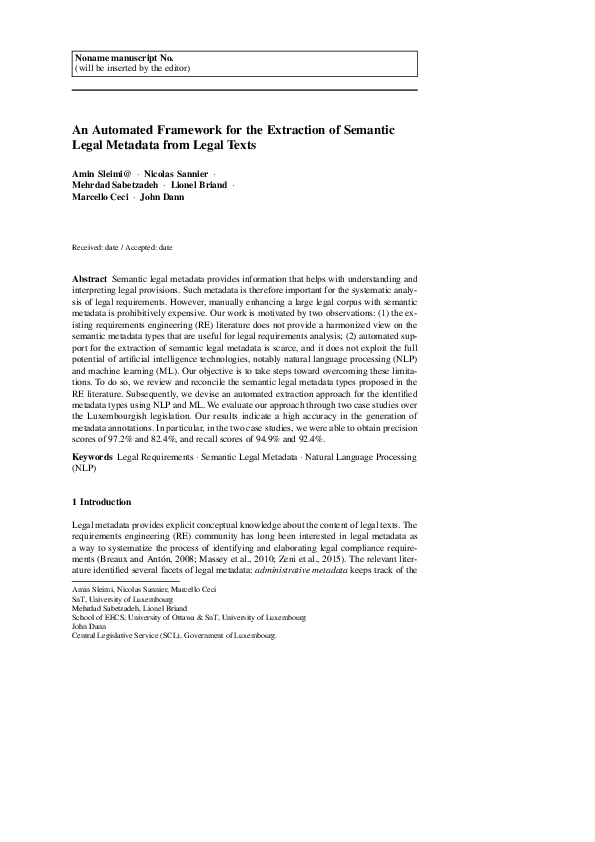 (PDF) An automated framework for the extraction of semantic legal ...