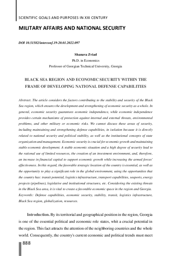 (PDF) Black Sea Region and Economic Security Within the Frame of ...