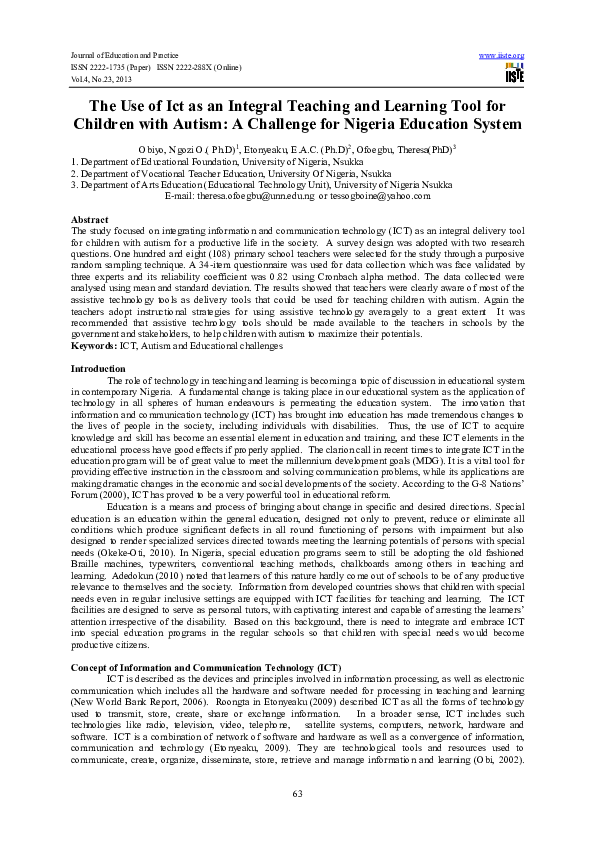 (PDF) The Use of Ict as an Integral Teaching and Learning Tool for ...