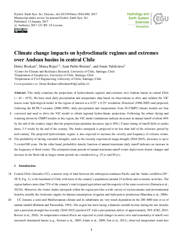 (PDF) Climate change impacts on hydroclimatic regimes and extremes over ...