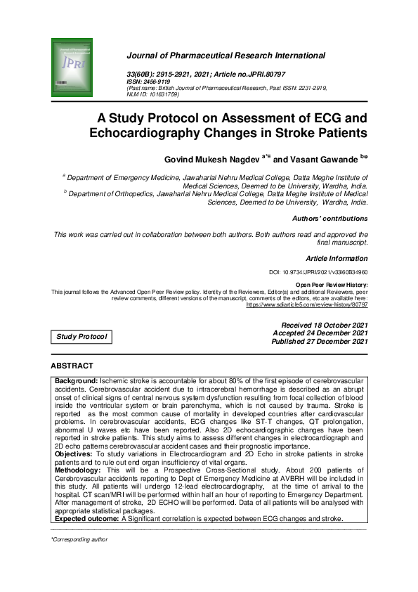 (PDF) A Study Protocol on Assessment of ECG and Echocardiography ...