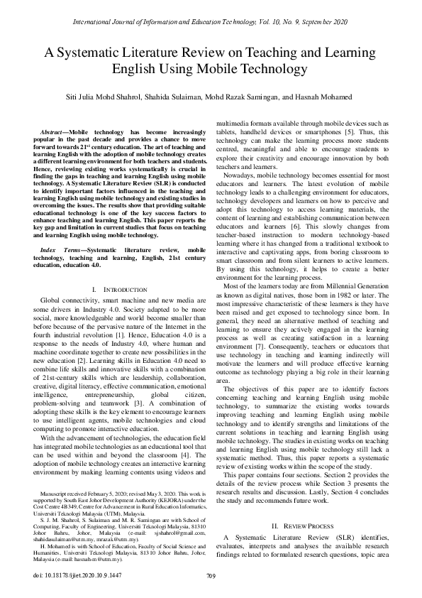 (PDF) A Systematic Literature Review on Teaching and Learning English ...