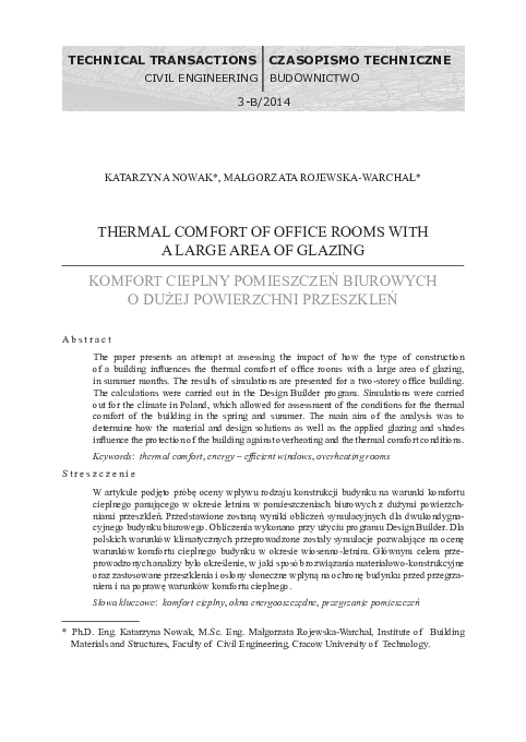 (PDF) Thermal comfort of office rooms with a large area of glazing