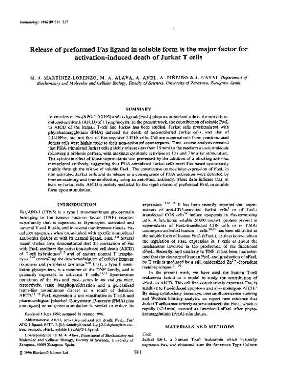 (PDF) Release of preformed Fas ligand in soluble form is the major ...