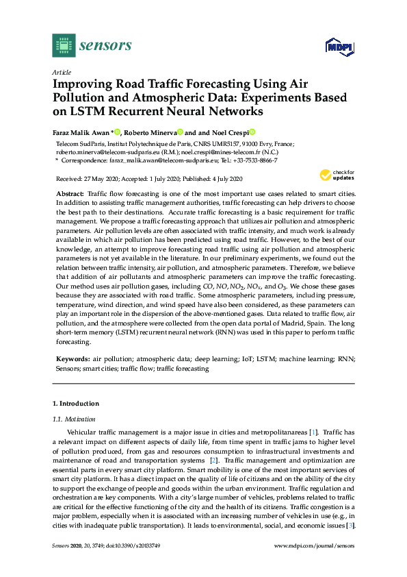 (PDF) Improving Road Traffic Forecasting Using Air Pollution and ...