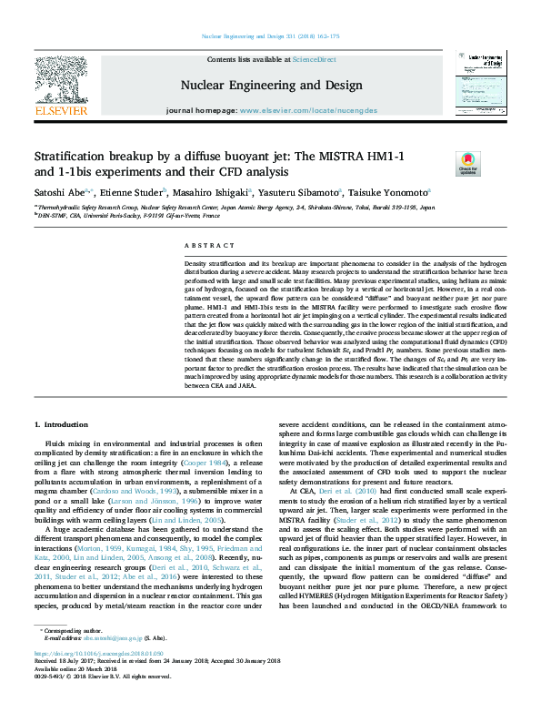 (PDF) Stratification breakup by a diffuse buoyant jet: The MISTRA HM1-1 ...