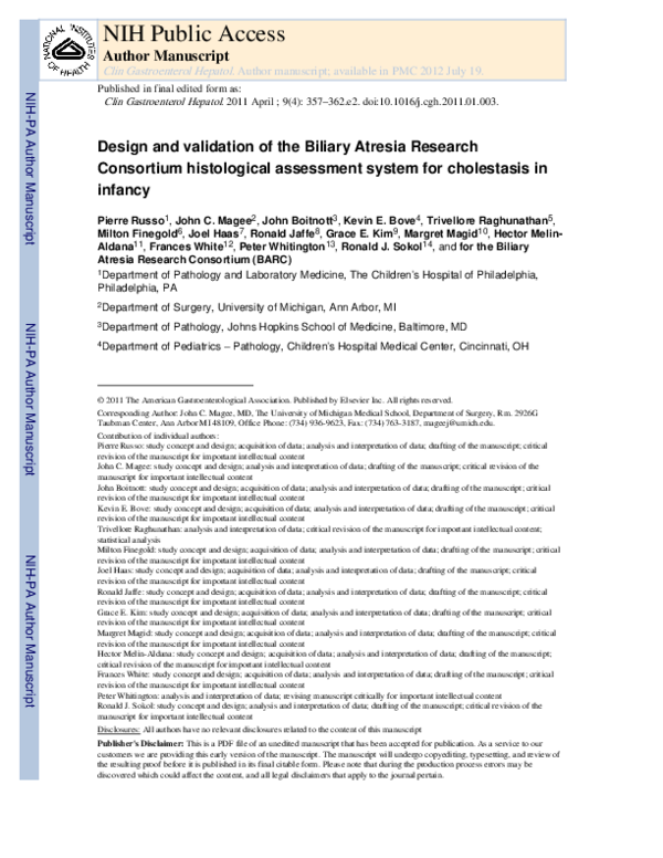(PDF) Design and Validation of the Biliary Atresia Research Consortium ...
