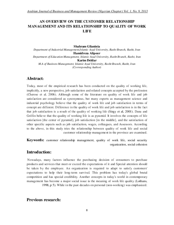  PDF An Overview On The Customer Relationship Management And Its 