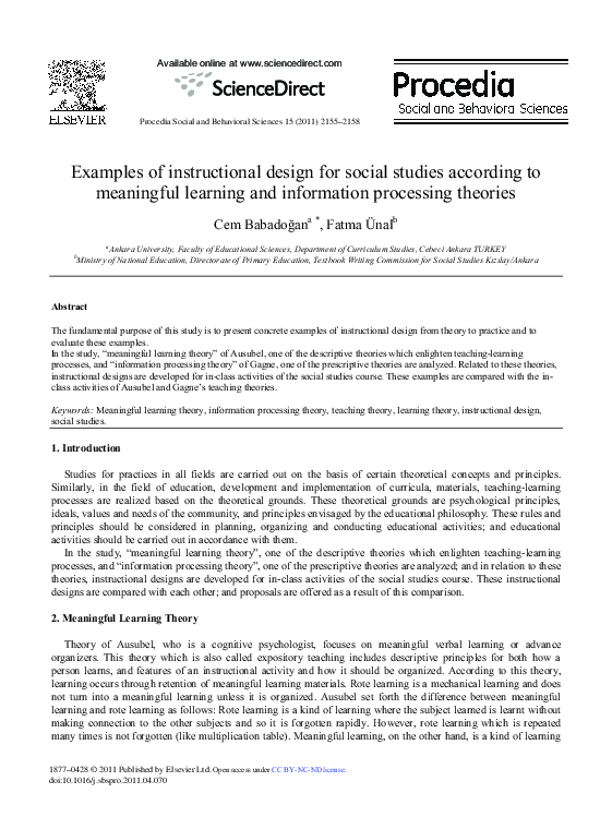 (PDF) Examples of instructional design for social studies according to