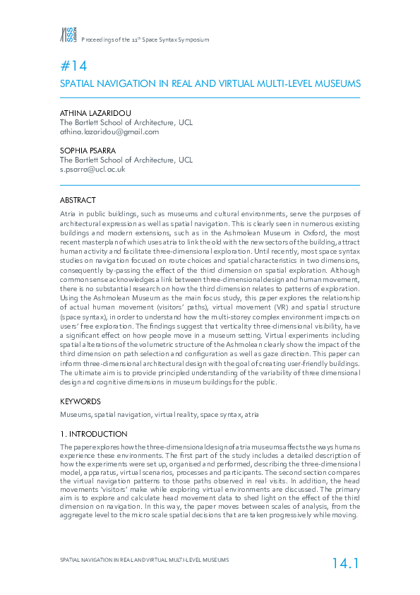 (PDF) Spatial Navigation in Real and Virtual Multi-Level Museums