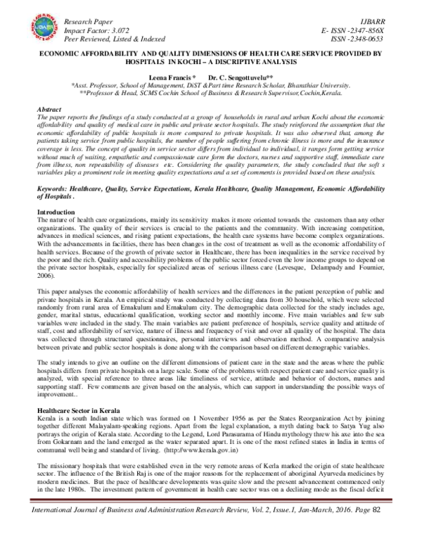 (PDF) Economic Affordability and Quality Dimensions of Health Care ...