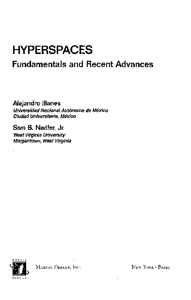 (PDF) Hyperspaces: Fundamentals and Recent Advances