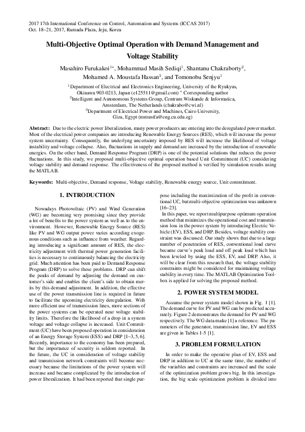 (PDF) Multi-objective optimal operation with demand management and ...