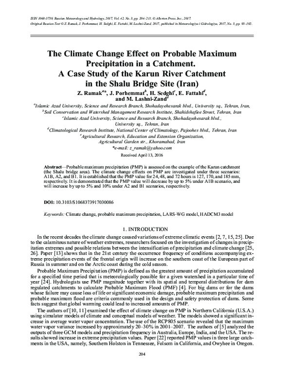 (PDF) The climate change effect on probable maximum precipitation in a ...