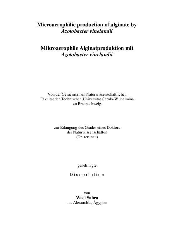 (PDF) Microaerophilic production of alginate by Azotobacter vinelandii