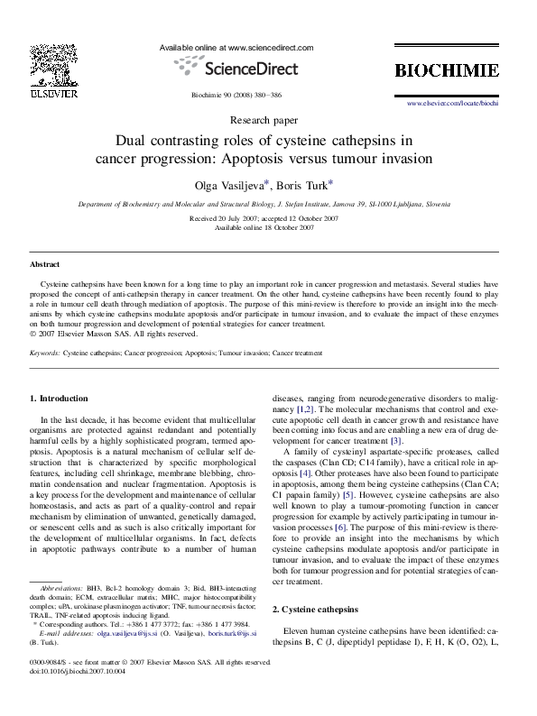 Dual contrasting roles of cysteine cathepsins in cancer progression ...