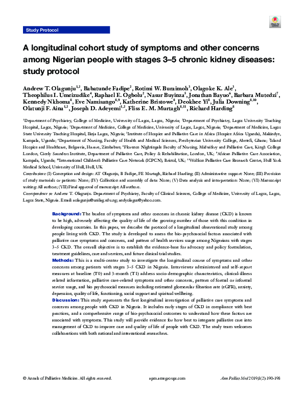 (PDF) A longitudinal cohort study of symptoms and other concerns among ...