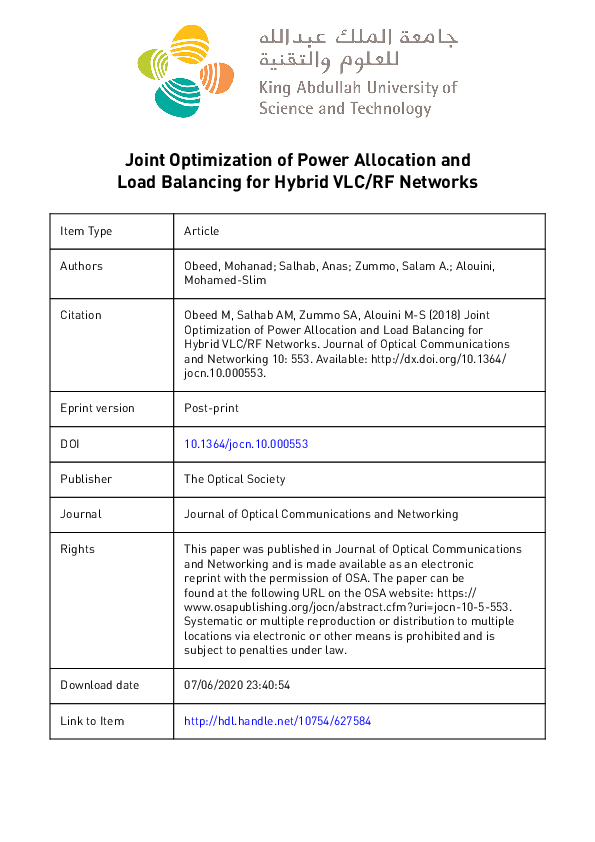 (PDF) Joint Optimization of Power Allocation and Load Balancing for ...