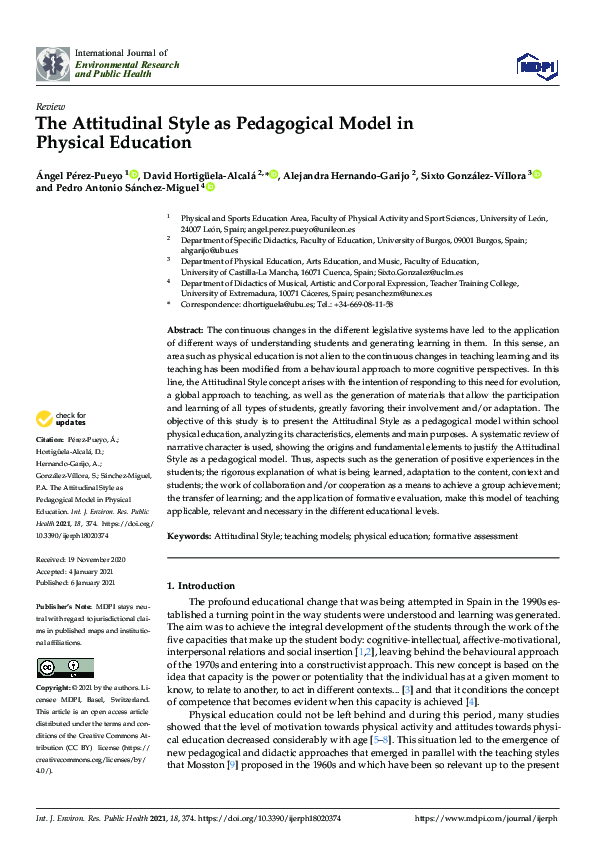 (PDF) The Attitudinal Style as Pedagogical Model in Physical Education