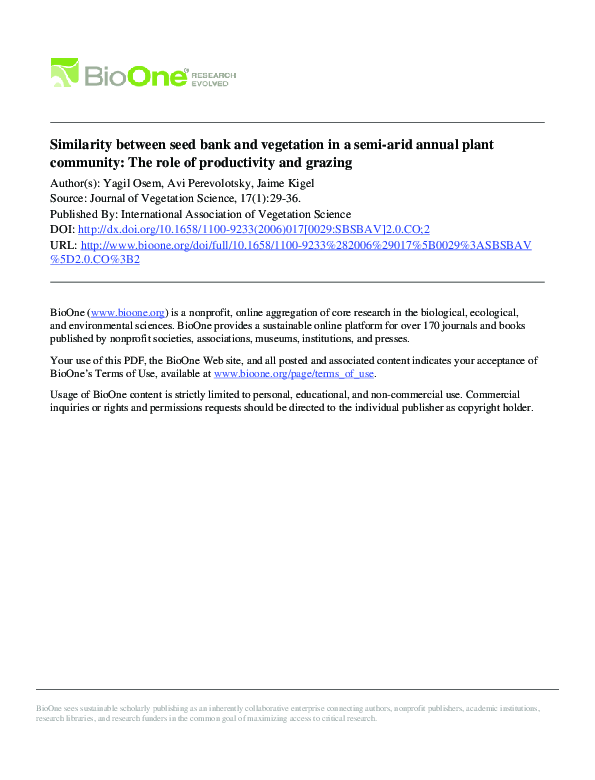 (PDF) Similarity between seed bank and vegetation in Mediterranean ...