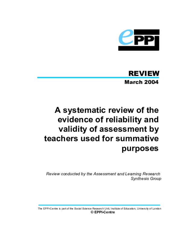 (PDF) A Systematic Review of the Evidence of Reliability and Validity ...