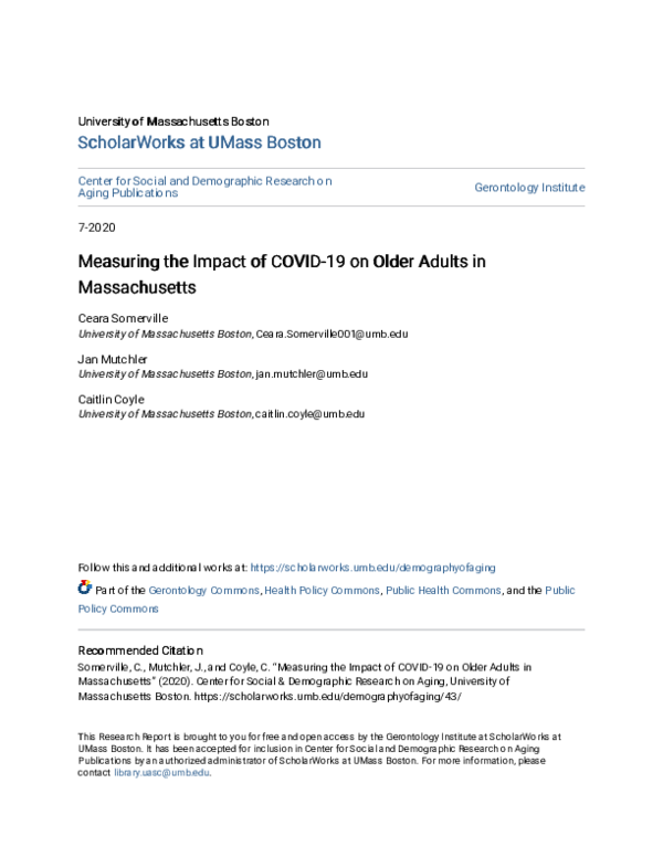 (PDF) Measuring the Impact of COVID-19 on Older Adults in Massachusetts